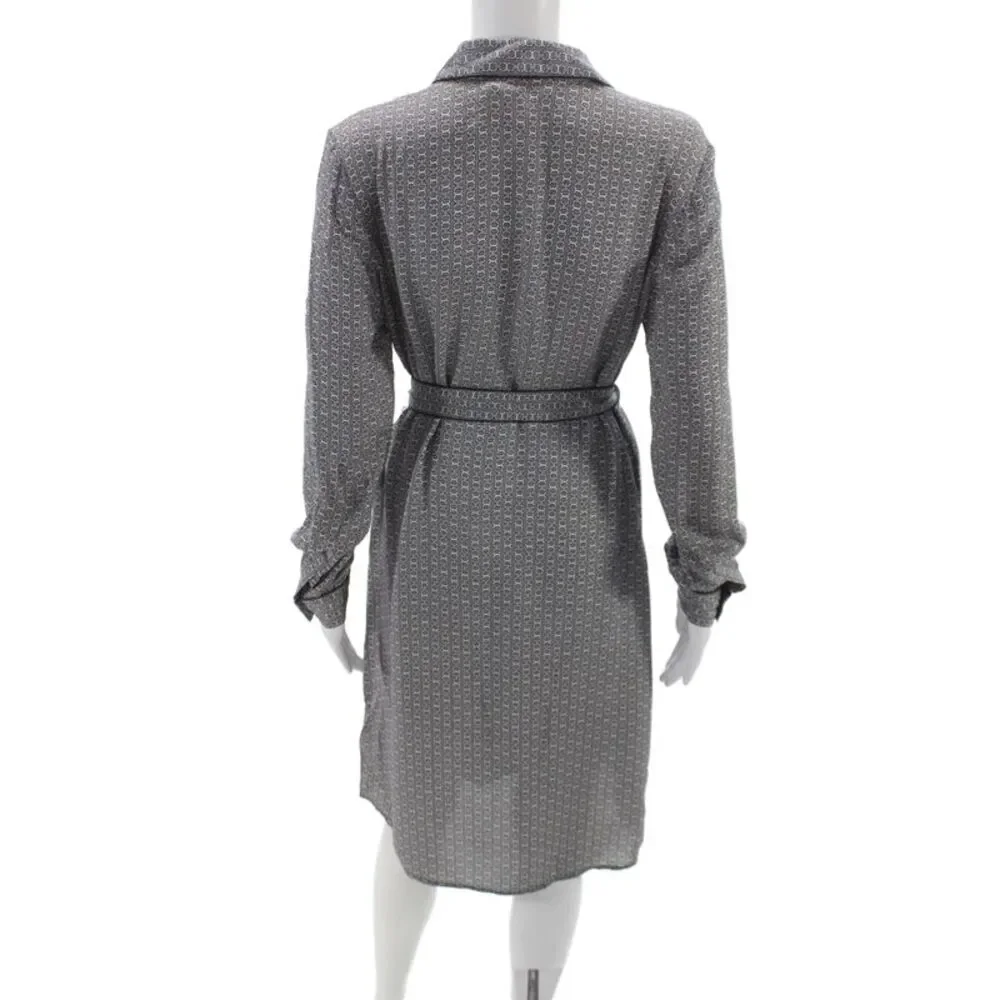 Tory Burch Women Shirt Dress Dark Gray Silk Long Sleeve Size 8